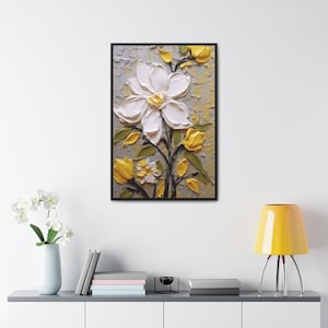 Canvas Wall Art, Stunning yellow and white flowers, Living Room Wall Art, Framed