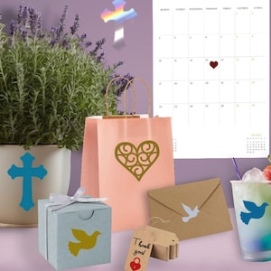 Wasserfester Vinyl Aufkleber, 1 seite, Kreuz, Taube, Heart Lock, Schriftrollenherz Abziehbilder