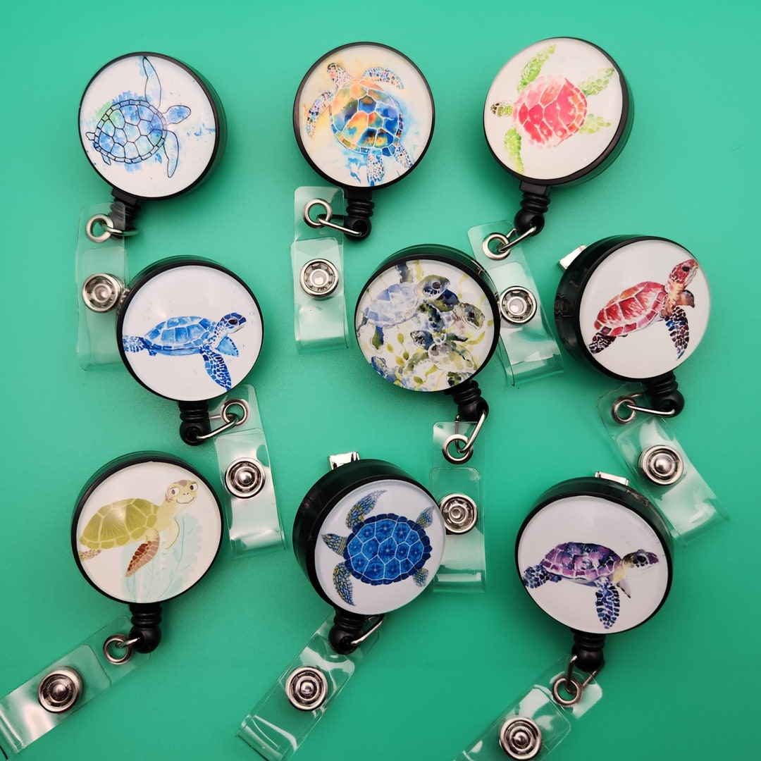 Retractable Turtles Watercolor Turtles Clip Badge Retractable Reel - Etsy