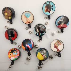 Beautiful African Woman clip badge retractable reel