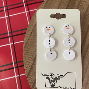 Snowman - Polymer Clay Earrings