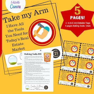 Realtor Baking Soda Pop By gift tags for clients, Take My Arm I Have All the Tools, Business marketing tags, Notary, Lender, Swag tag