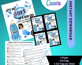 Realtor Dawn Dish Soap Pop By gift tags for clients, It's a Dawn of a new era, Business marketing tags, Notary, Lender, Swag tag, Pop by