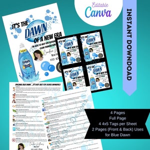 Realtor Dawn Dish Soap Pop By gift tags for clients, It&#39;s a Dawn of a new era, Business marketing tags, Notary, Lender, Swag tag, Pop by