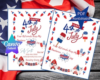 4th of July Booming Realtor Pop By Tags | Canva Editable | Real Estate Marketing,  Referrals keep me BOOMing | Mortgage Lender Pop By Tags