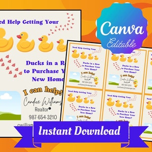 Real Estate Pop By Tag: Duck Theme, Canva Editable (Digital Download)