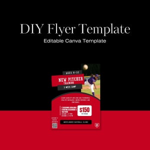 Editable Canva Baseball Training Flyer Template, Customizable Canva Sport Event Promotion, Little League Advertising, Youth Sports Marketing