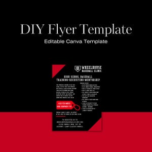 Baseball Flyer Template, High School Baseball Template, Editabke Baseball Canva Template, Baseball Training Flyer, Sports Recruitment Flyer