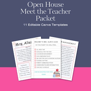Editable Open House Teacher Packet: Canva Templates (Digital Download)