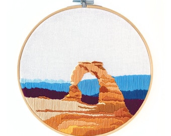 Padrão de bordado à mão do Arches Utah National Park, download digital de instruções em PDF, para iniciantes e avançados, presente de decoração de arte de parede DIY