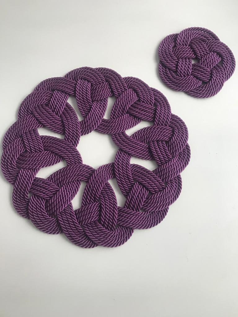 Knotting Dark Purple Placemat, Table Placemat, Dinner Table Decor