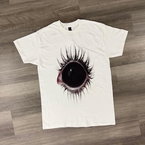 Creepy eye white graphic tee, Surreal eye graphic tee, creepy aesthetic shirt, horror art t shirt, gothic streetwear, y2k grunge tee