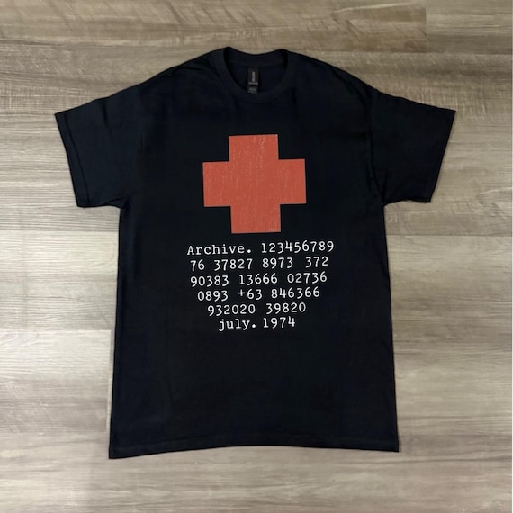 Vintage Archive Cross Shirt, Minimalist Graphic Tee, Retro