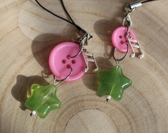kawaii button star charm | phone & bag charm! | strawberry matcha