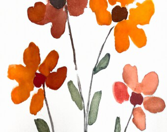 Watercolor Flower Painting Printable artwork, nature, plants, flowers, garden, minimalist