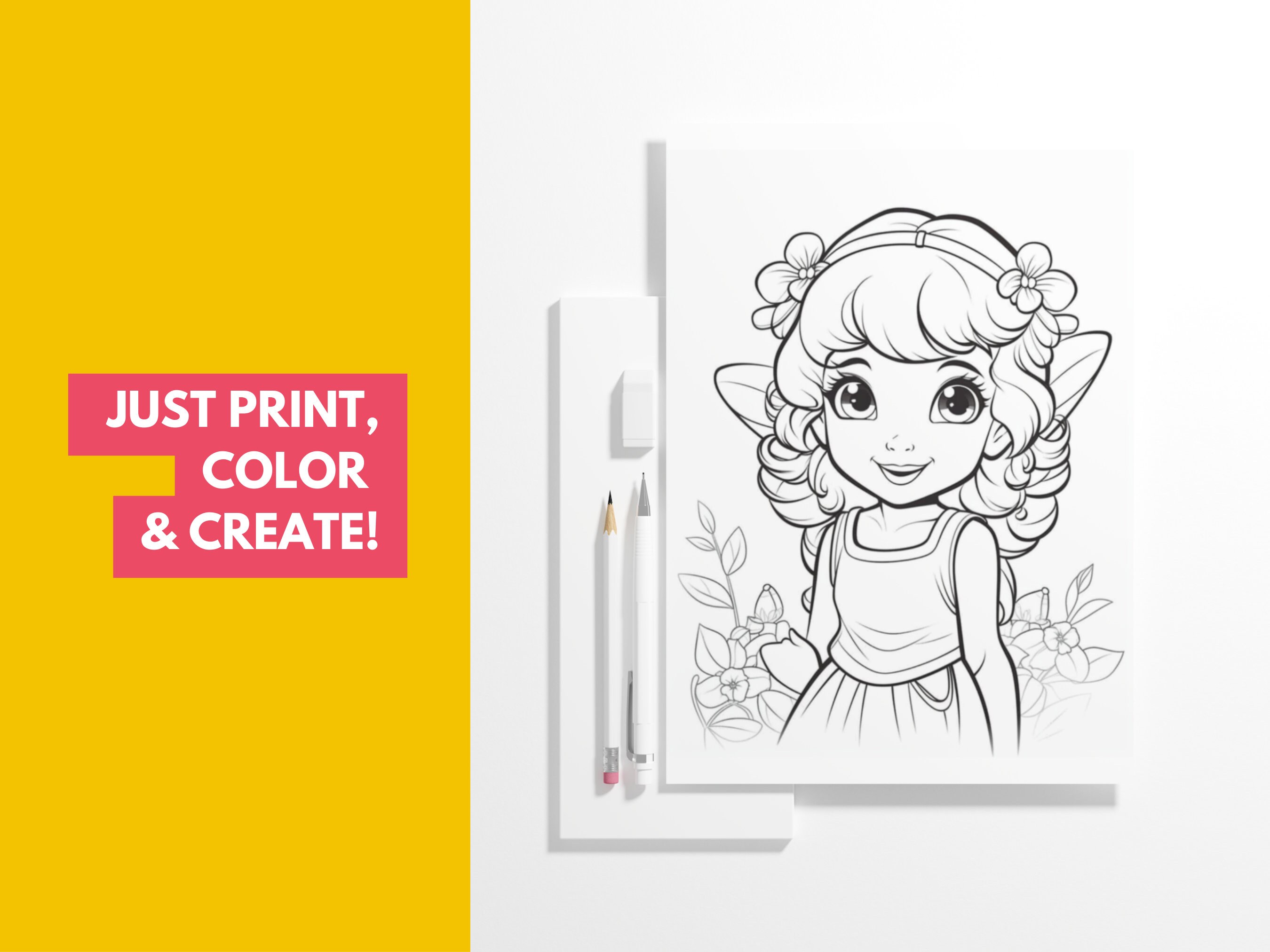 COLORING BOOK FAIRY for Kids Coloring Pages for Kids Fairy - Etsy