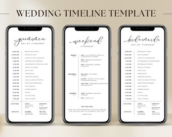 Wedding Party Timeline Mobile Wedding Itinerary Template Digital Wedding Itinerary Template Wedding Weekend Itinerary Template Bridal Party