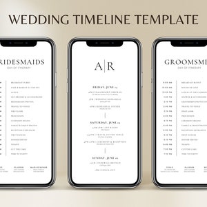 Wedding Party Timeline Mobile Wedding Itinerary Template Digital Wedding Itinerary Template Wedding Weekend Itinerary Template Bridal Party