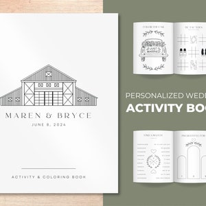 Livre de coloriage de mariage Livre d'activités de mariage personnalisé pour table d'enfants Modèle de page de coloriage de mariage Enfants Table Activité Pack Grange Mariage