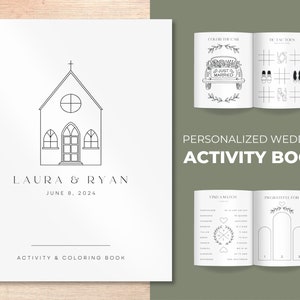 Wedding Coloring Book Personalized Wedding Activity Book for Kids Table Wedding Coloring Page Printable Kids Table Activity - Church Wedding