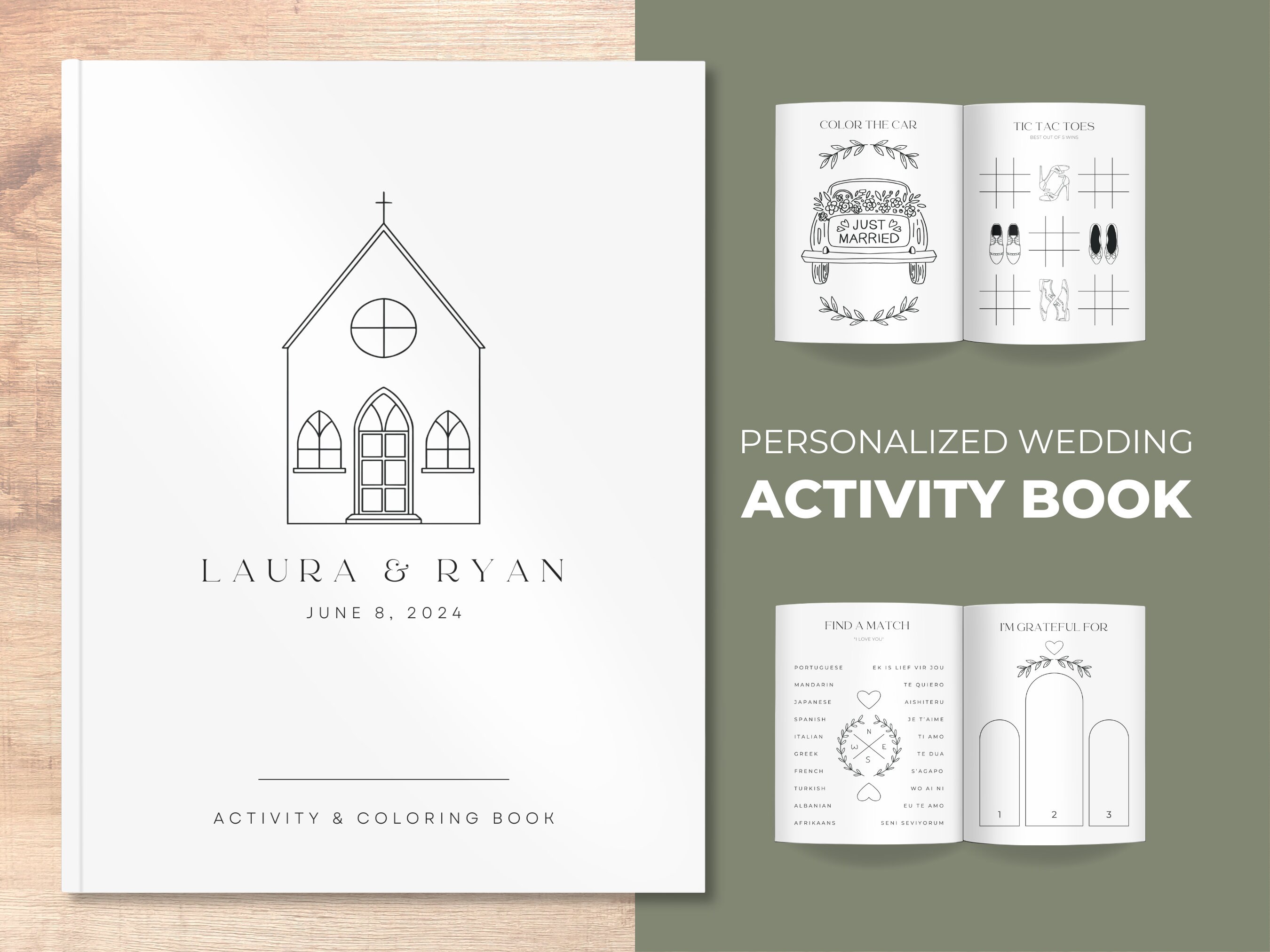Wedding Coloring Book Personalized Wedding Activity Book for Kids Table ...