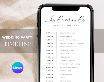 Wedding Party Timeline Mobile Wedding Itinerary Template Digital Wedding Itinerary Template Wedding Weekend Itinerary Template Bridal Party