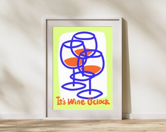 È l'orologio del vino, l'arredamento della parete del Wine Bar, il poster del vino rosso, l'arte della parete astratta del vino, l'arte minimalista, la stampa dell'arredamento del bar, il download digitale