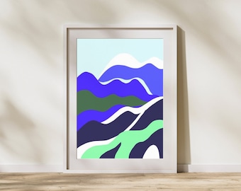 Stampa astratta Snowy Mountain, arredamento della parete della scuola materna, poster botanico, arte astratta minimalista, stampa Boho Landscape, download digitale