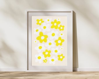 Daisy Flower Garden wall decor Botanical prints, Flower wall art, Minimalistic abstract art, Summer Digital instant download