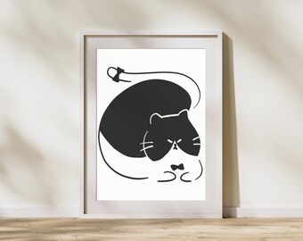 Tuxedo cat Loaf Cat poster, regalo per gli amanti dei gatti, decorazione della parete della camera dei bambini, arte della parete del gatto che ozia, arte del gatto minimalista, download istantaneo digitale