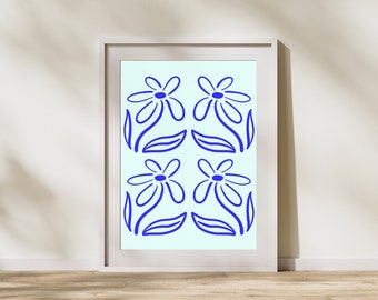 Decorazione murale con motivo floreale, stampe botaniche, poster di linea sottile, arte astratta minimalista, arredamento per la casa Boho, download digitale stampabile