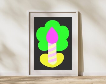 Candle Kitchen wall art decor, Illustration wall art, Arte murale astratta minimalista, arredamento murale stampabile, Download istantaneo digitale