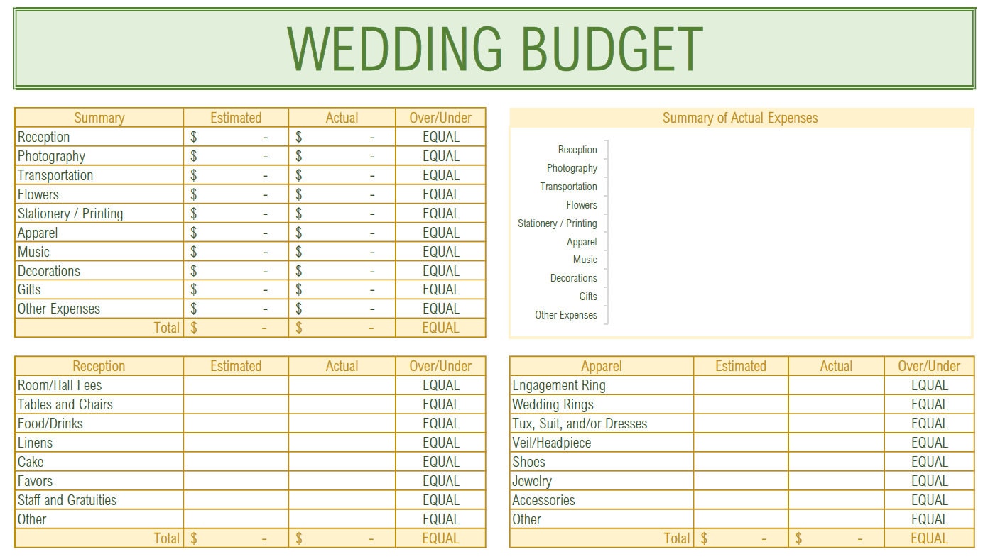 Wedding Budget Excel Template Etsy Wedding Budget Excel Template Etsy
