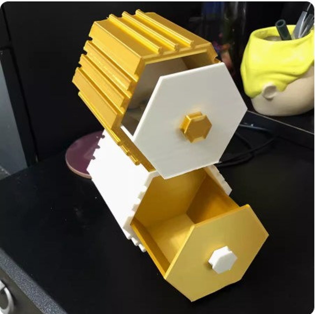 Digital Download Hexagon Fidget Storage Container 3D Printing STL File