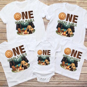 Bundle One Happy Camper 1st Birthday Png,  Matching Family Camper Png, Camp Theme Group T-shirt Design,  Camp Squad Png, Family Camping Png,