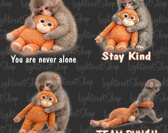 4 Files Team Punch Png Bundle, Stay Kind Punch Monkey Png, Viral Baby Monkey Inspired Png, Monkey Meme Digital File, You Are Never Alone Png