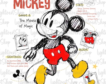 Classic Mouse Clipart, Retro Sketch Mouse Png, Vintage Mouse Png, Mouse Matching Vacation, Whimsical Design, Digital File