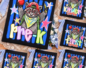 Neon Back to School Raccoon Png Bundle, Pre-K to Fourth Grade Design, School Boy Png, First Day of School Png, Raccoon Pencil Apple Graphic