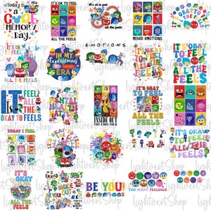 Bundle 25 It's Okay To Feel All The Feels Png, Mental Health Png, Para BCBA ABA, Cartoon Emotions Friends Design, Therapist Psychologist