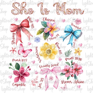 Ella es mamá Png, Mamá floral bohemia Png, Día de la Madre Png, Mamá cristiana Png, Primavera floral Png, Versículo bíblico Png, Mamá flor silvestre Png Coquette