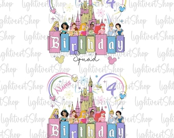 Custom Name Birthday Princess Png Bundle, Birthday Squad Png, Birthday Girl Png, Family Vacation Png, Family Trip 2025 Png, Magical Kingdom
