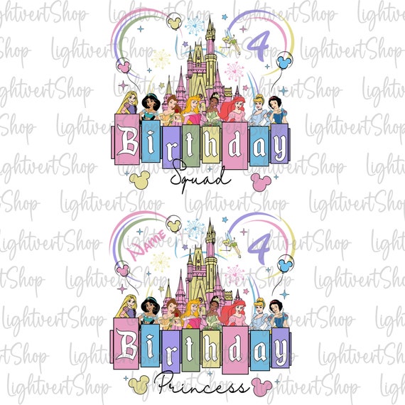 Custom Name Birthday Princess Png Bundle, Birthday Squad Png, Birthday Girl Png, Family Vacation Png, Family Trip 2026 Png, Magical Kingdom