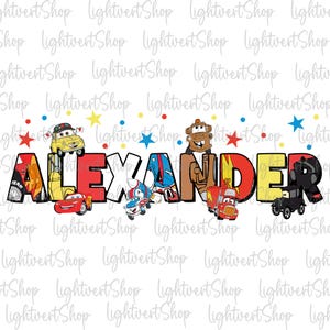 Aangepaste naam kinderen peuter cartoon auto voor groep T-shirt ontwerp png, gepersonaliseerde verjaardag jongens png voor shirt, bijpassende familievakantie 2025
