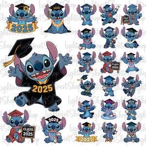 20+ Charaktere Abschlussfeier 2025 Png-Bundle, niedliche Cartoon-Abschlusskappe Png, Blaue Alien-Abschlussfeier Png, Blaue Charakterklasse von 2025 Png