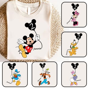 Personalized Name Cartoon Birday For Toddlers, Mouse And Friends Birthday, Magic Mouse Balloons Png, Boy Girl Birthday, Cute BirthDay Gift