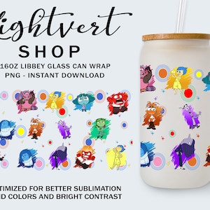 Cartoon Emotions Friends 16oz Libbey Can Glass Png, Cartoon Tumbler Wrap, Today I Feel 16oz Glass Can Png, Mental Health Png, Speech Therapy