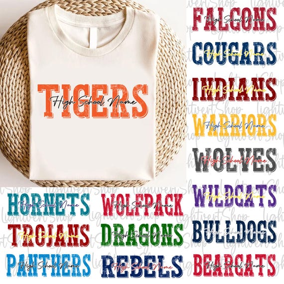 CUSTOM High School Mascot Team Digital File, School Spirit, Custom Mascot Team, Touchdown Season, Football Team Game Day, Distressed Png