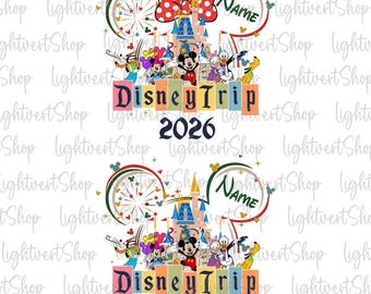 Magical Kingdom Family Trip Png Bundle, Family Vacation 2026 Png, Personalized Name, Magic Castle Mouse Ears, Friend Squad Png, Vacay Mode
