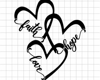 Faith hope love heart Svg, Faith SVG png dxf cutting file Sublimation