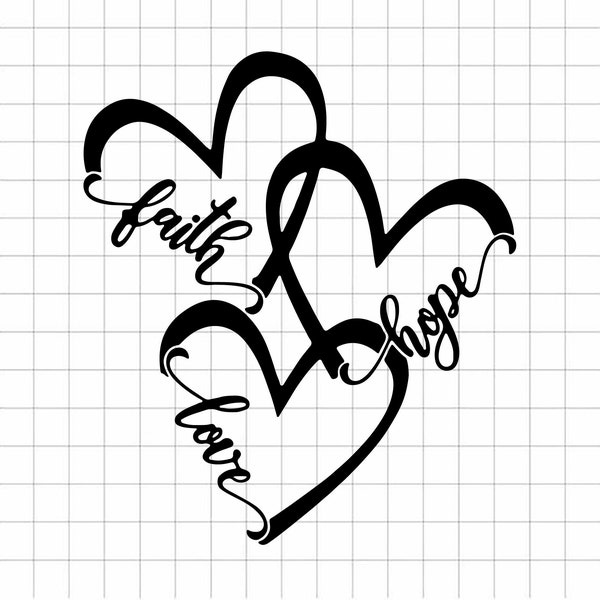 Faith hope love heart Svg, Faith SVG png dxf cutting file Sublimation